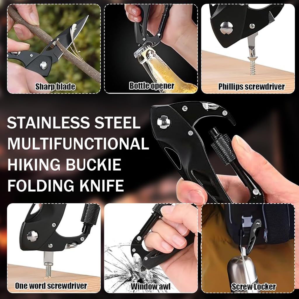 Optifit Fathers Day Gifts, Multifunctional Carabiner Duty Stainless Steel Carabiner, Portable Multi Tool, Multi tool for Climbing, Camping, Cycling, Hiking, Stainless Steel Optifit Fathers Day Gifts, Multifunctional Carabiner Duty Stainless Steel Carabiner, Portable Multi Tool, Multi tool for Climbing, Camping, Cycling, Hiking, Stainless Steel